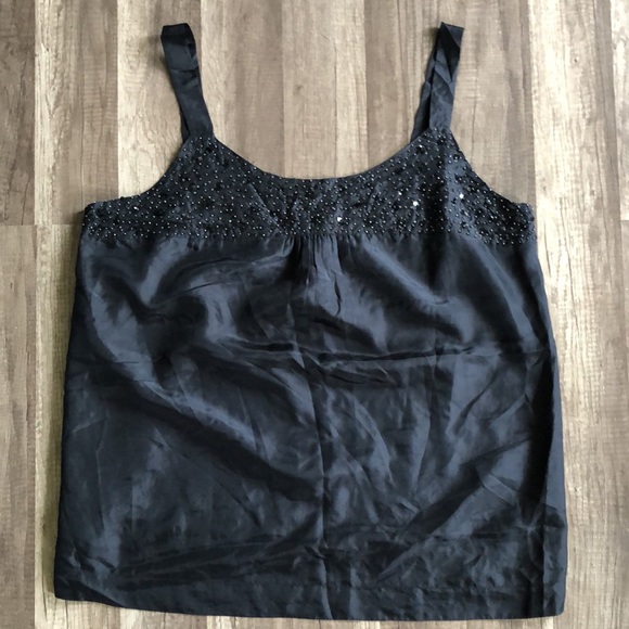 Eileen Fisher Tops - Eileen Fisher Black Silk Beaded Tank XL